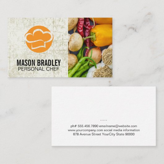 Chef Hat | culinaire kunsten | Groenten produceren Visitekaartje (Voorkant / Achterkant)