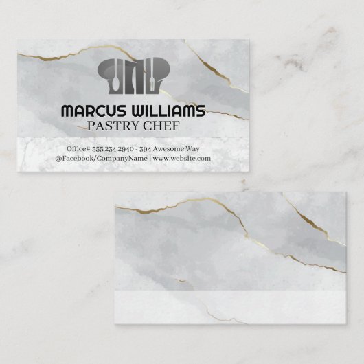 Chef Hat | Dinnerware | Marmer Visitekaartje (Voorkant / Achterkant)