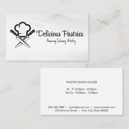 Chef Hat | mes | culinair Visitekaartje (Voorkant / Achterkant)