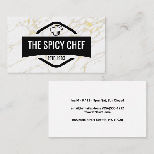 Chef Hat | Restaurant Logo | Marmergoud Visitekaartje (Voorkant / Achterkant)