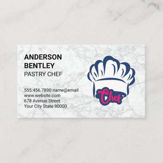 Chef Hat | Witte marmer Visitekaartje (Voorkant)