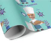 Chef Head in Hole Cook Greatest Fun Birthday Cadeaupapier (Rol Hoek)