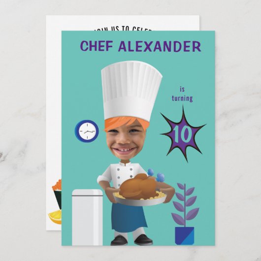 Chef Head in Hole 🎉 Funny Cook Verjaardag Kaart (Voorkant / Achterkant)