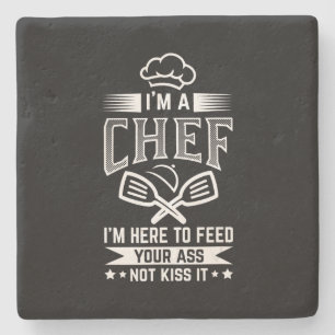 Chef hier voer niet kus koken liefhebber grappig c stenen onderzetter