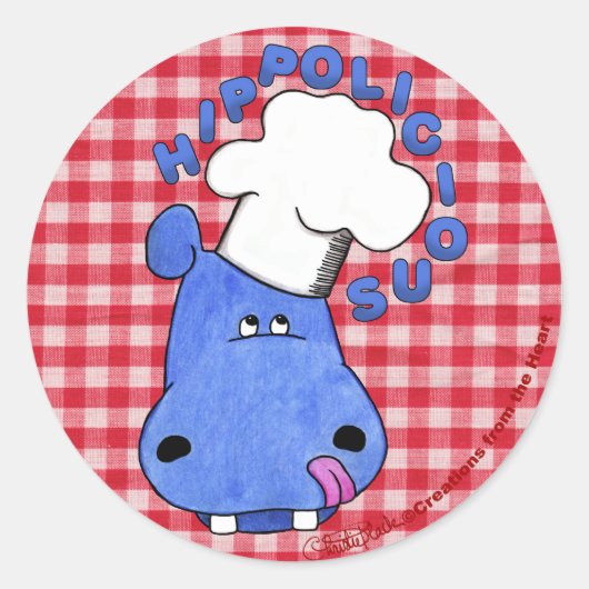 Chef Hippo- Hippolicious Ronde Sticker (Voorkant)