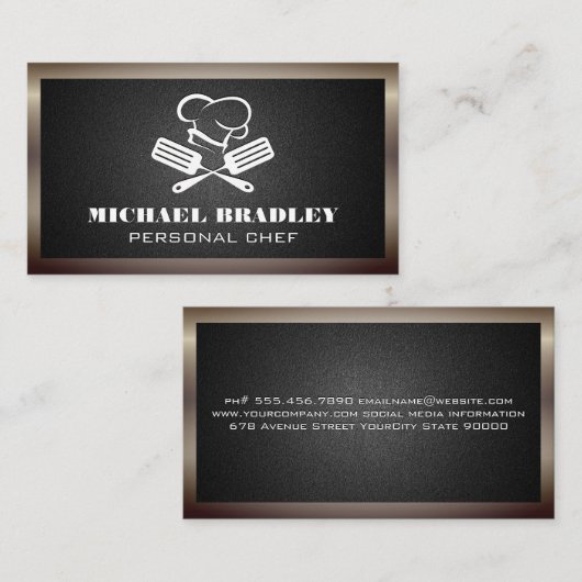 Chef Hoed en Spatels | Koken Logo Visitekaartje (Voorkant / Achterkant)