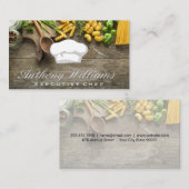 Chef Hoed | Houten Tafel met Pasta's Visitekaartje (Voorkant / Achterkant)