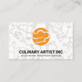 Chef Hoed Oranje | Marmeren Achtergrond Visitekaartje (Voorkant)