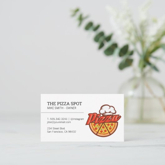Chef Hoed Pizza Logo Visitekaartje (Staand voorkant)