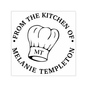 Chef Hoed Toque “Uit de keuken van” Naam Initiaal Zelfinktende Stempel
