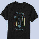 Chef hoofd Gepersonaliseerd T-shirt<br><div class="desc">Fun Head Chef-design met  keukengerei voor je favoriete chef-kok- of grillexpert. Verander de naam en de tekst om te personaliseren.</div>