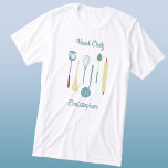 Chef hoofd Gepersonaliseerd Tri-Blend Shirt<br><div class="desc">Fun Head Chef-design met  keukengerei voor je favoriete chef-kok- of grillexpert. Verander de naam en de tekst om te personaliseren.</div>