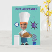 Chef Hoofd in Gat 🎉 Grappige Kok Keuken Kaart (Gele Bloem)