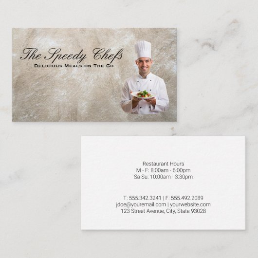 Chef houden van geplateerd voedsel visitekaartje (Voorkant / Achterkant)