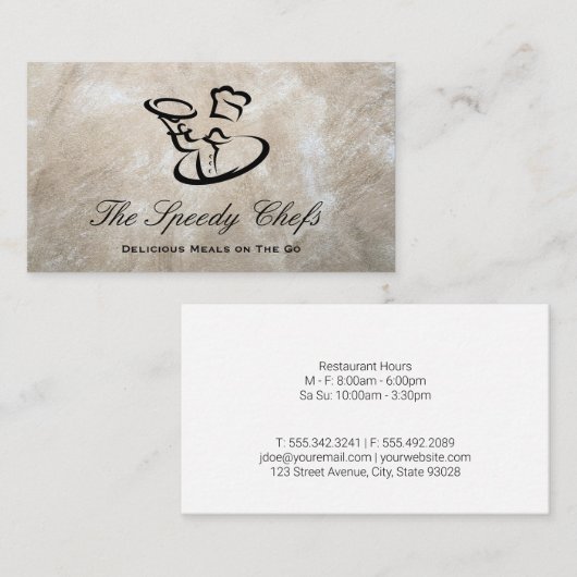 Chef houdt presenteerblad vast visitekaartje (Voorkant / Achterkant)