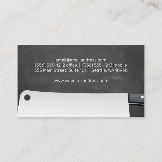 Chef Icon Cleaver Knife | schoolbordachtergrond Visitekaartje (Achterkant)