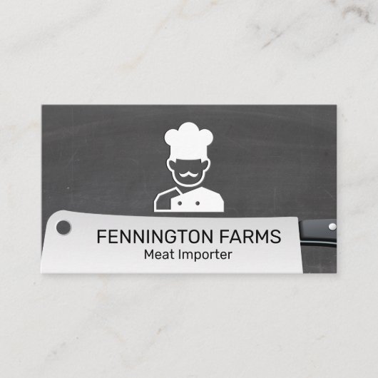 Chef Icon Cleaver Knife | schoolbordachtergrond Visitekaartje (Voorkant)
