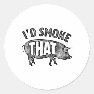 Chef ID Smoke That Pig Pork BBQ Barbecue Mannen Vr Ronde Sticker