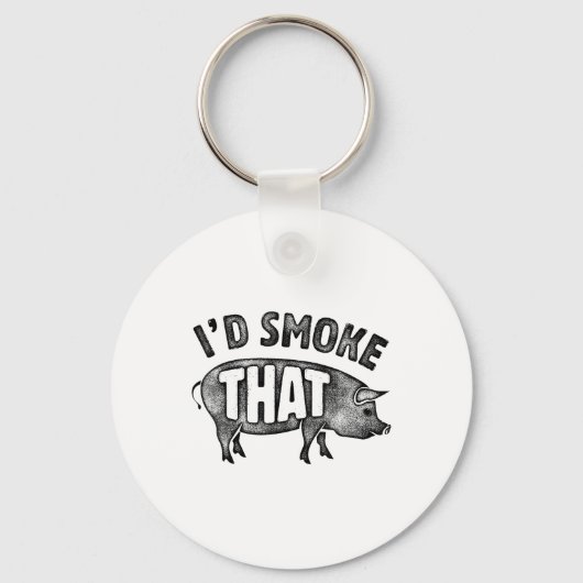 Chef ID Smoke That Pig Pork BBQ Barbecue Mannen Vr Sleutelhanger (Voorkant)