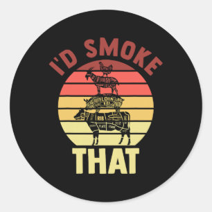 Chef Ik zou die grillende vader-moeder BBQ-partij  Ronde Sticker
