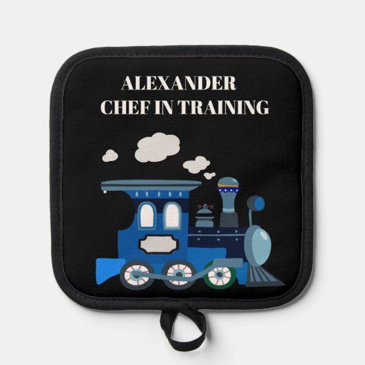 Chef in Opleiding Blauw en Zwart Pannenlap (Voorkant)