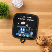 Chef in Opleiding Blauw en Zwart Pannenlap (Top down)