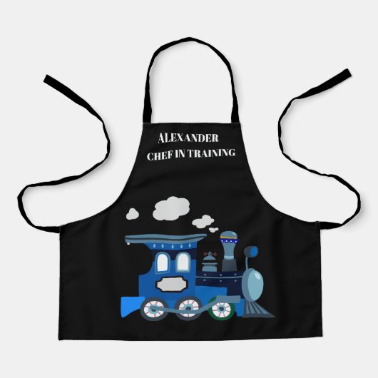 Chef in Opleiding Blauw en Zwart Schort (Voorkant)