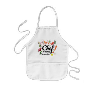 Chef in opleiding groenten kinder schort