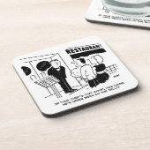 Chef in Restaurant niet op Cartoon Bier Onderzetter (Linkerzijde)