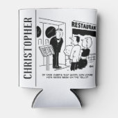 Chef in Restaurant niet op Cartoon Blikjeskoeler (Voorkant)