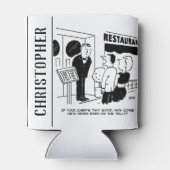 Chef in Restaurant niet op Cartoon Blikjeskoeler (Achterkant)