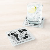 Chef in Restaurant niet op Cartoon Glazen Onderzetter (Schuin)