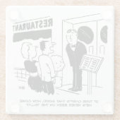 Chef in Restaurant niet op Cartoon Glazen Onderzetter (Achterkant)