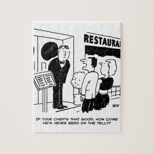 Chef in Restaurant niet op Cartoon Legpuzzel (Verticaal)