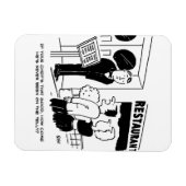 Chef in Restaurant niet op Cartoon Magneet (Horizontaal)