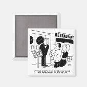 Chef in Restaurant niet op Cartoon Magneet (Voorkant / Achterkant)