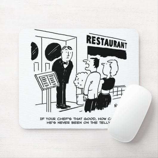 Chef in Restaurant niet op Cartoon Muismat (Met muis)