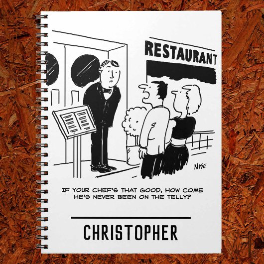 Chef in Restaurant niet op Cartoon Notitieboek