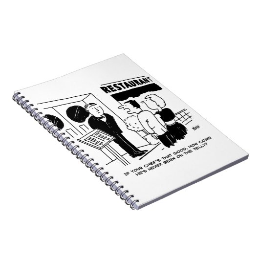 Chef in Restaurant niet op Cartoon Notitieboek (Rechterzijde)