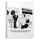 Chef in Restaurant niet op Cartoon Notitieboek (Voorkant)