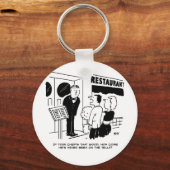 Chef in Restaurant niet op Cartoon Sleutelhanger (Voorkant)