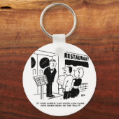 Chef in Restaurant niet op Cartoon Sleutelhanger (Voorkant)