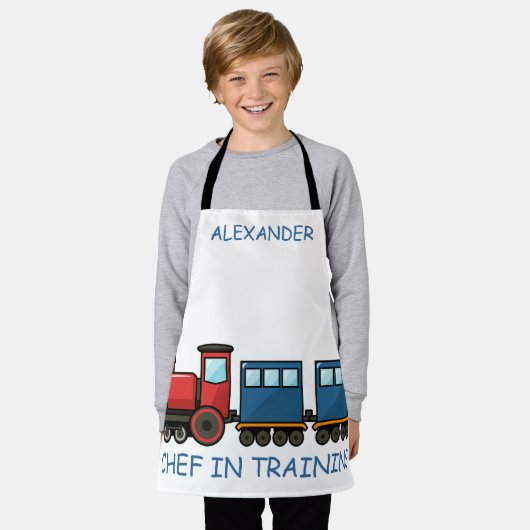 Chef in training Red Train Personaliseert Kinderen Schort (Gedragen)