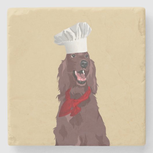 Chef Irish Red Setter Dog voor Hondenliefhebbers Stenen Onderzetter (Voorkant)