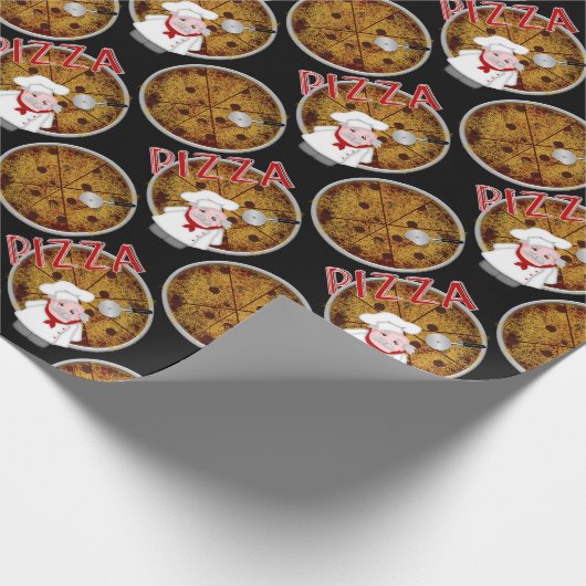 Chef Italiano Pizza, Black-Gift Wrap Cadeaupapier (Hoek)