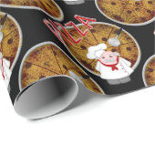 Chef Italiano Pizza, Black-Gift Wrap Cadeaupapier (Rol Hoek)