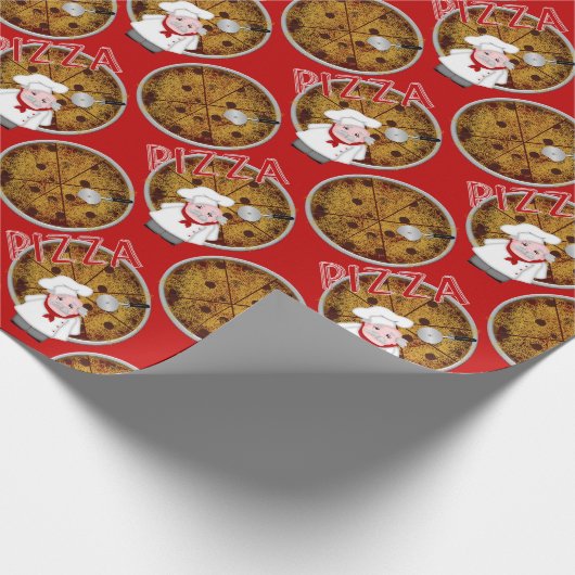 Chef Italiano Pizza, Rood-Gift Wrap Cadeaupapier (Hoek)