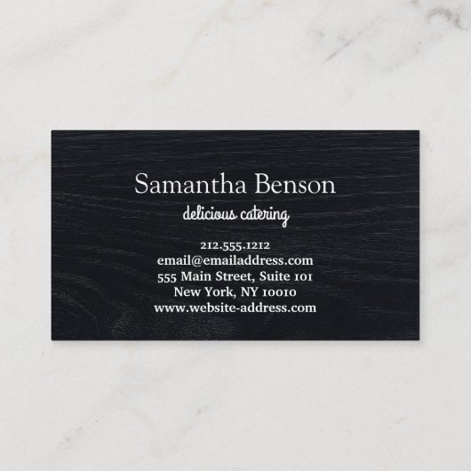 Chef Keuken Catering Fork & Knife Krans op Hout Visitekaartje (Achterkant)