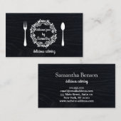 Chef Keuken Catering Fork & Knife Krans op Hout Visitekaartje (Voorkant / Achterkant)