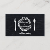 Chef Keuken Catering Fork & Knife Krans op Hout Visitekaartje (Voorkant)